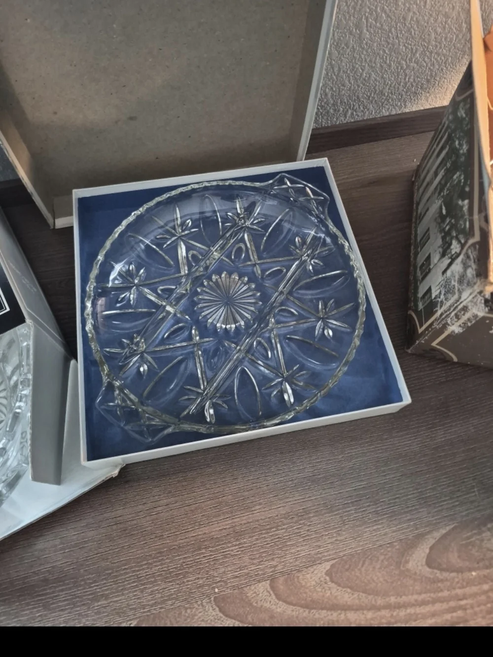 Vintage Clear Glass Serving Plates and Dishes - Etched Patterns